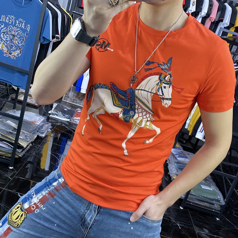 Medieval Horse Printed Cotton Modal T-Shirt