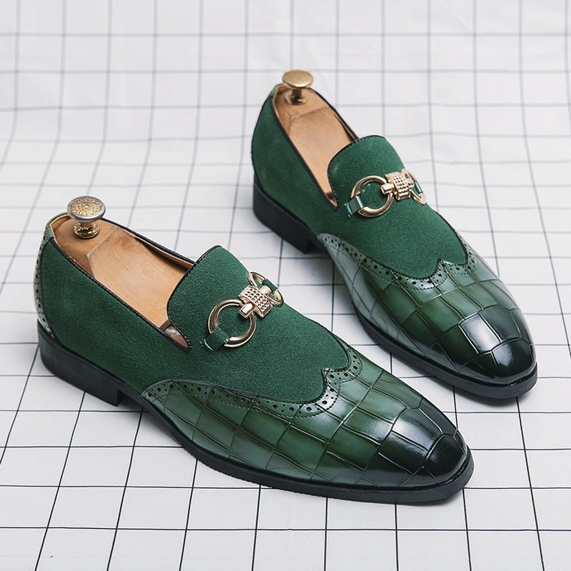 Stone Green Stitching Suede Shoes