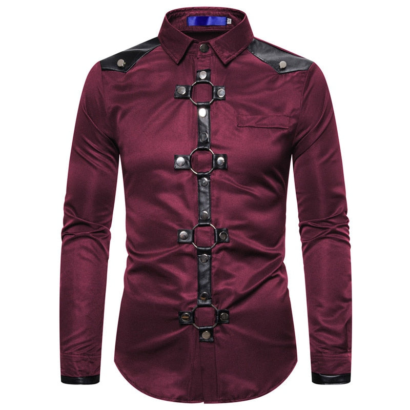 Metal Rings Button Style Long-Sleeved Shirt