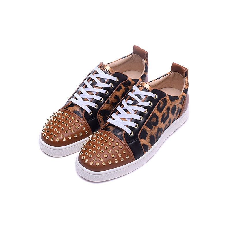 Low Top Spikes Leopard Casual Style Men Sneaker