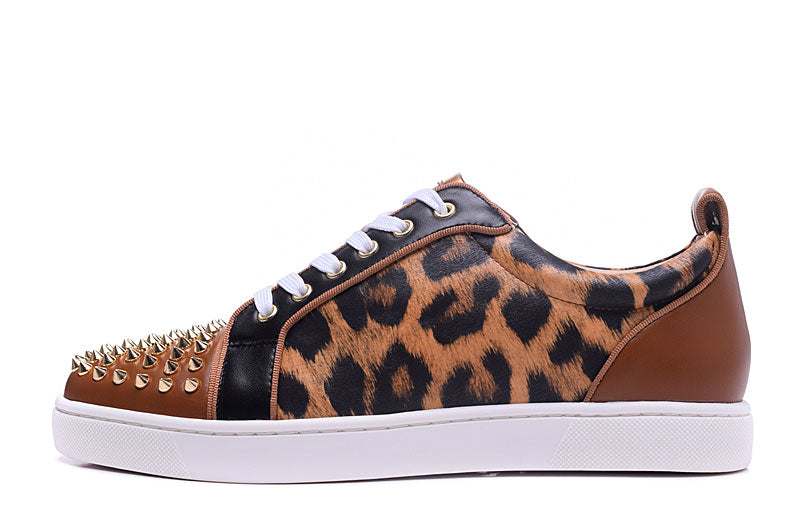 Low Top Spikes Leopard Casual Style Men Sneaker