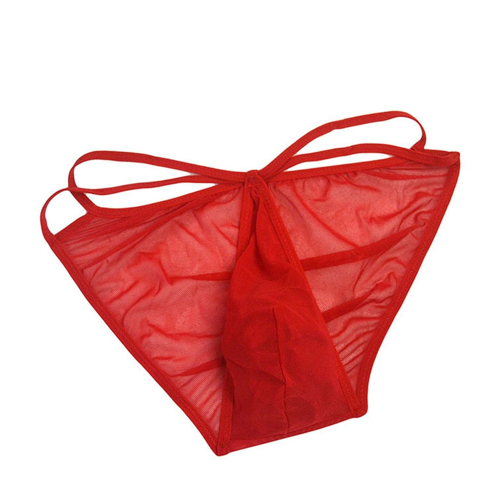 Solid Pouch See-Through Back Men Thong