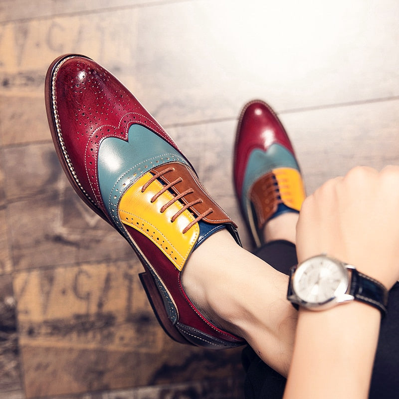 Colorful Leather Men Bullock Shoes