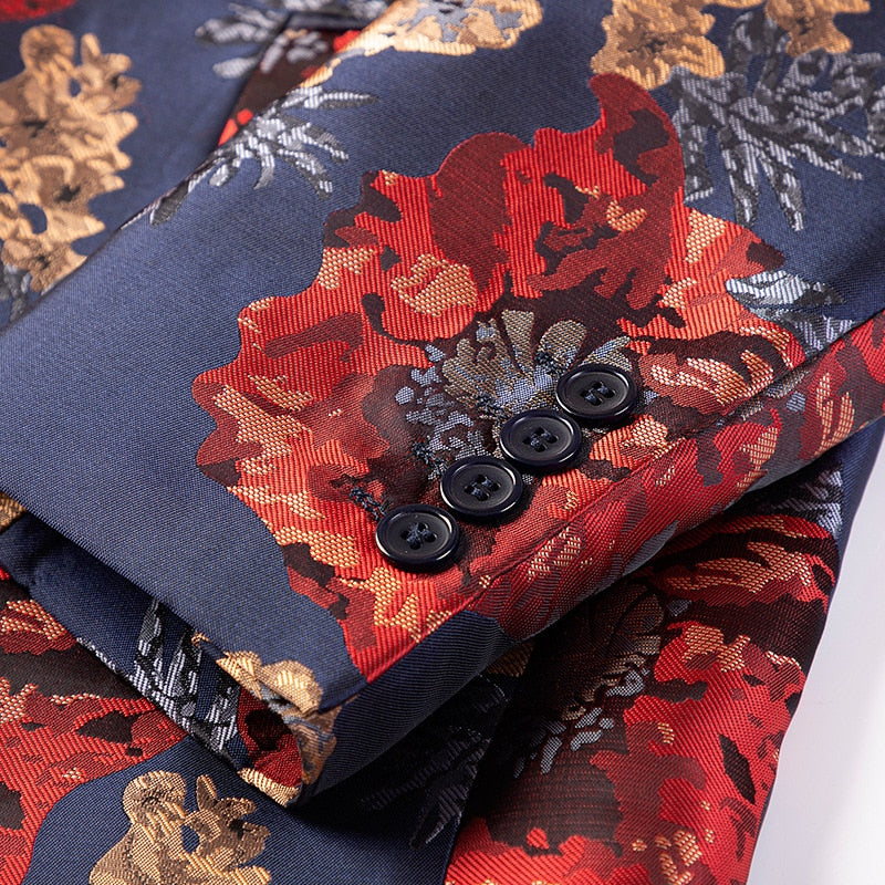Luxury Floral Single Button Blazer