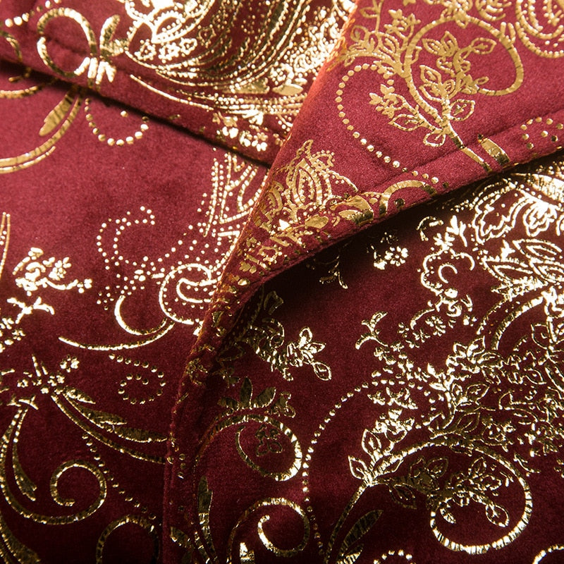 Floral Vintage Gold Print Stage Performer Style Men Tuxedo Blazer