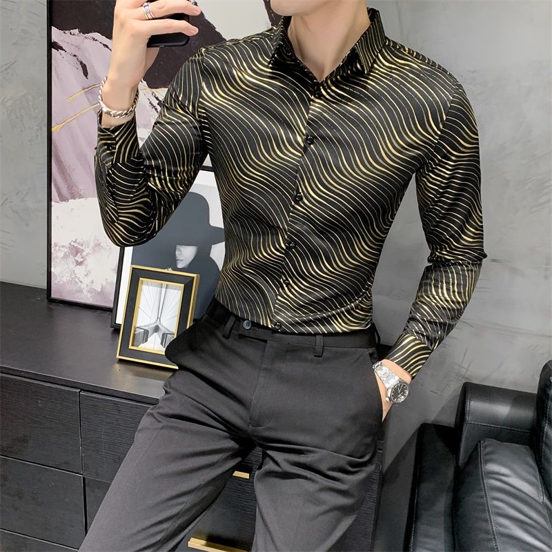 Zebra Style Shiny Printed Long Sleeve Shirt