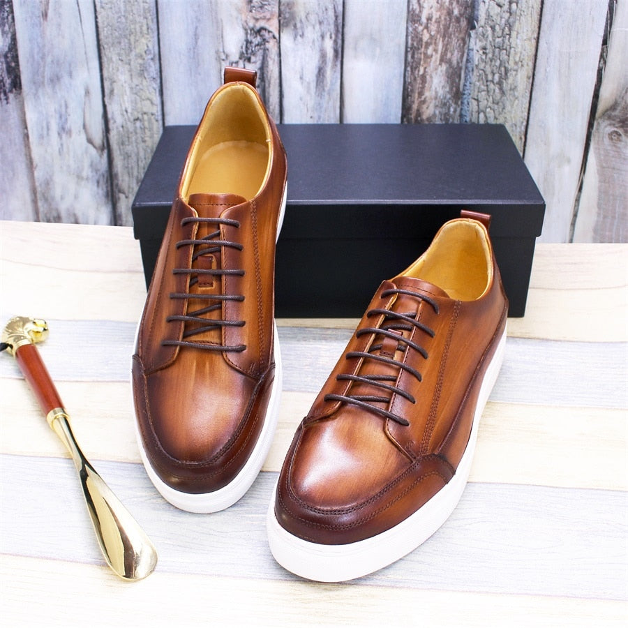Casual Lace-Up Brown Leather Shoes