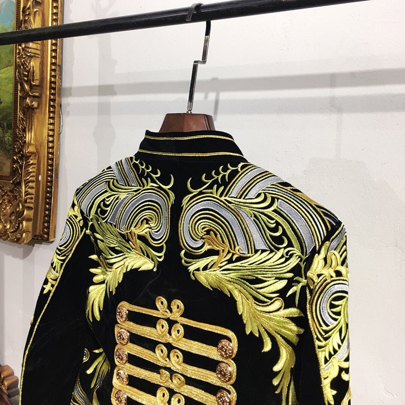 Korean Gold Black Baroque Stage Outfit Blazer