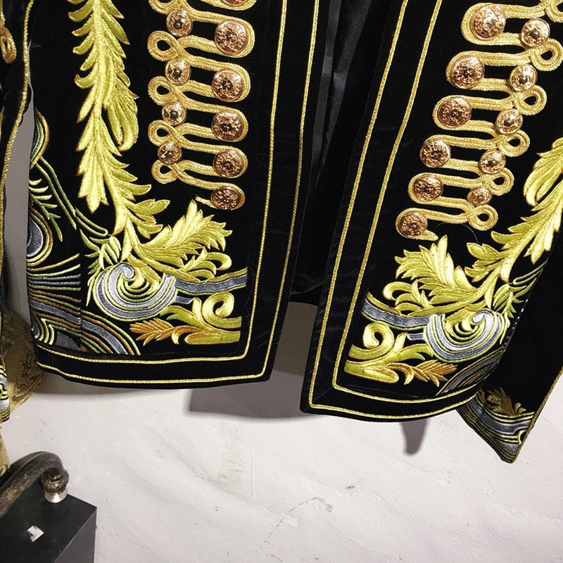 Korean Gold Black Baroque Stage Outfit Blazer