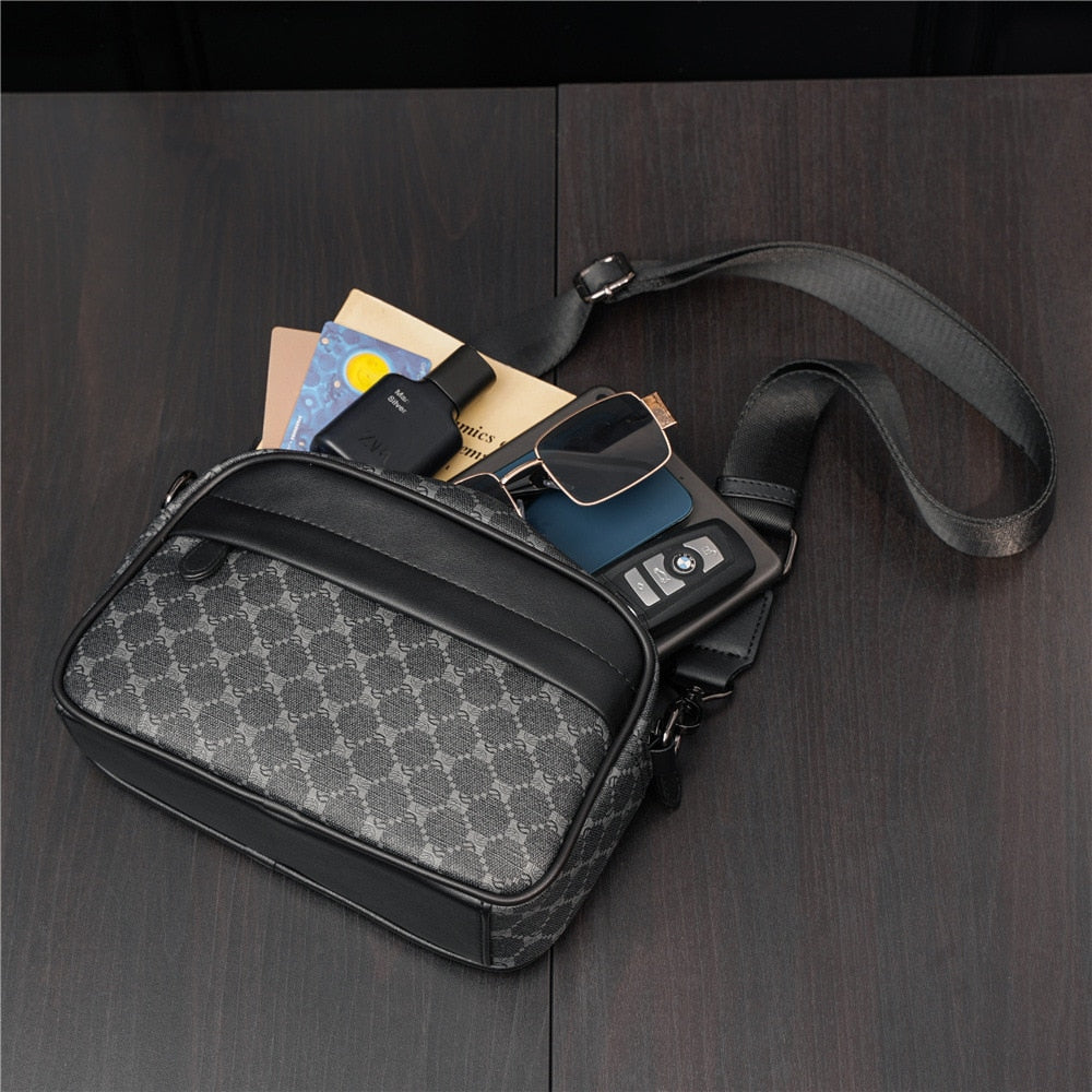 Luxury Leather Geometric Pattern Crossbody Bag