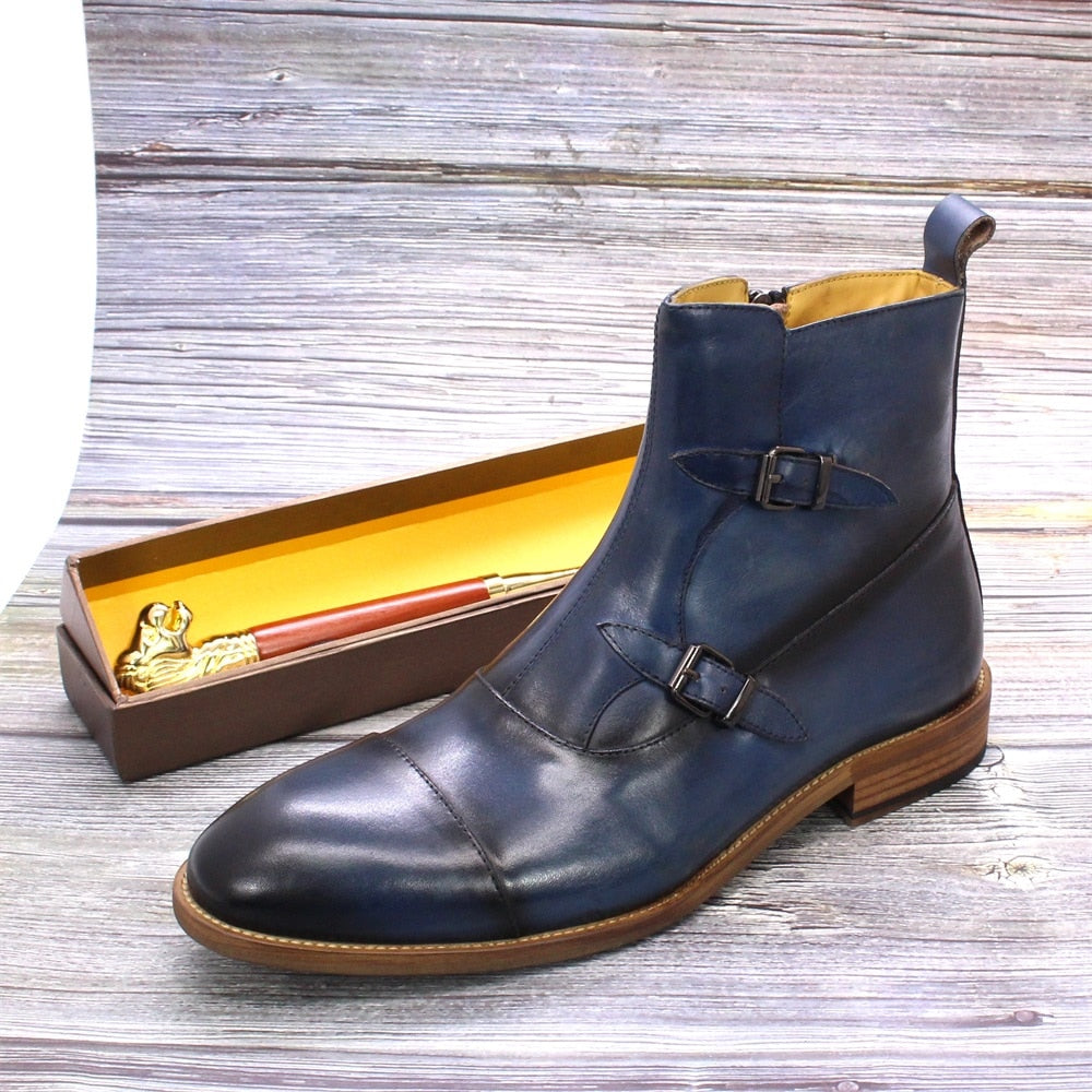 Cap-Toed Zipped Monk Dress Boots