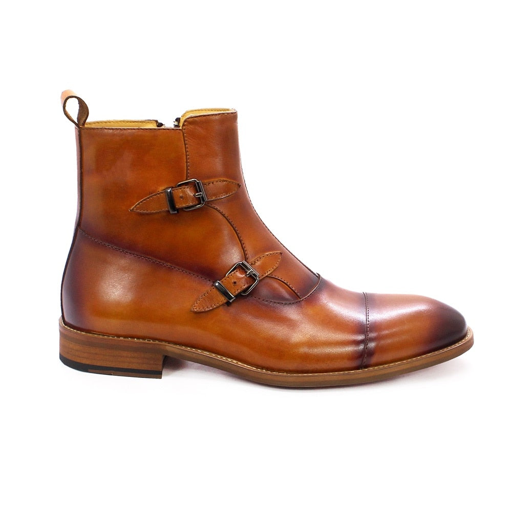 Cap-Toed Zipped Monk Dress Boots