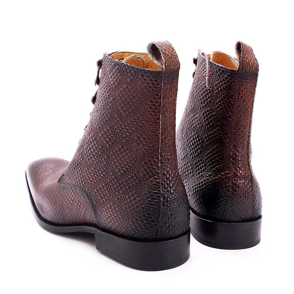 Luxury Snake Pattern Genuine Leather Boots
