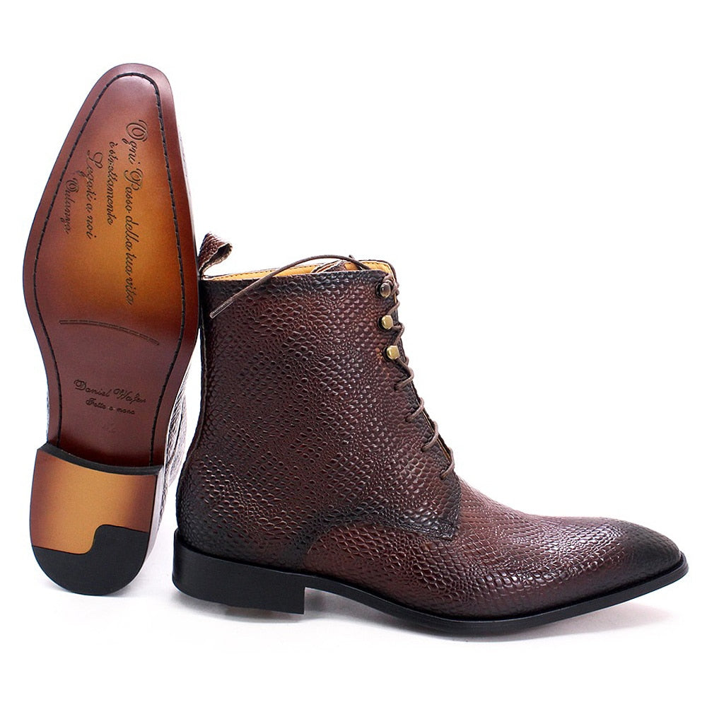Luxury Snake Pattern Genuine Leather Boots