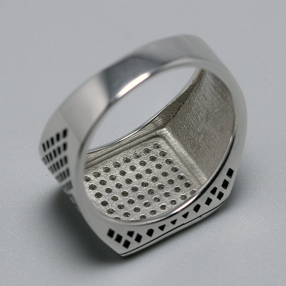 Luxury Shinning Sterling Silver Micro Paved Cubic Zircon Men Rings