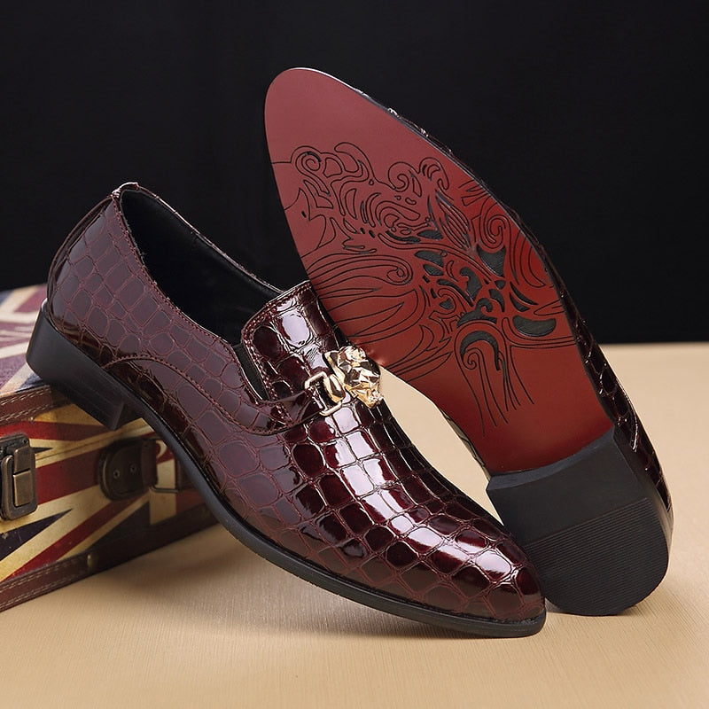 Luxury Crocodile Grain with Metal Ornament Men Loafers Shoes