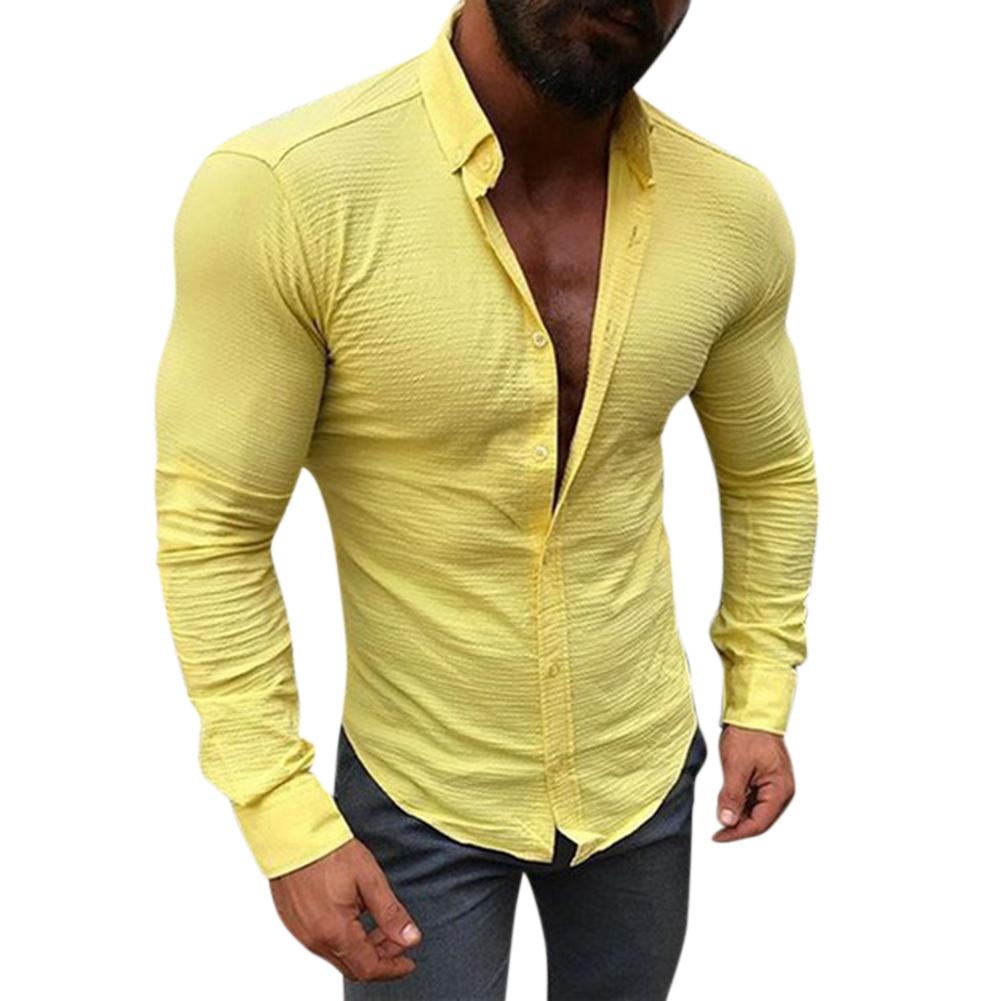 Solid Color Long Sleeve Slim Fit Basic Style Men Shirts