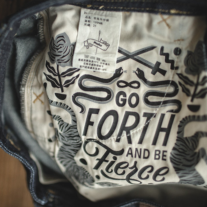 Vintage Contrast Stitching Denim Jeans