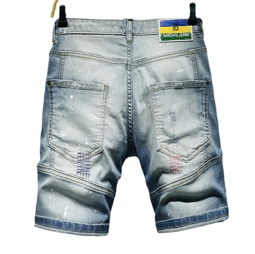 Blue Holes Denim Little Paint Shorts