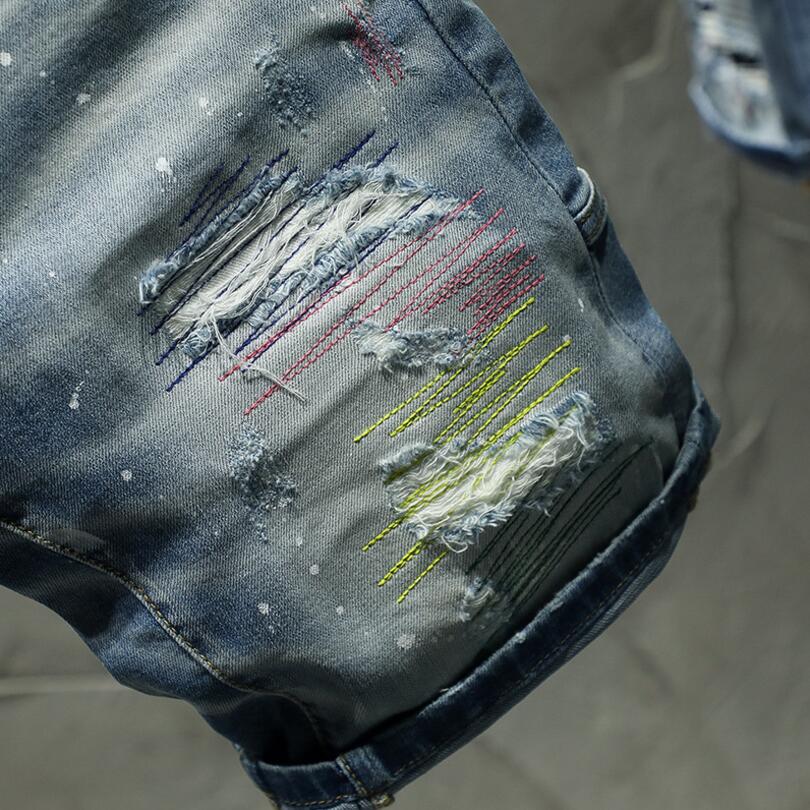 Blue Holes Denim Little Paint Shorts