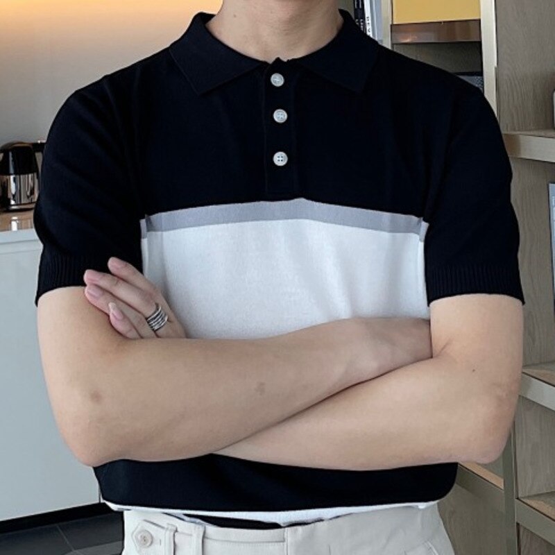 Solid Contrast Color Viscose Polo Shirt
