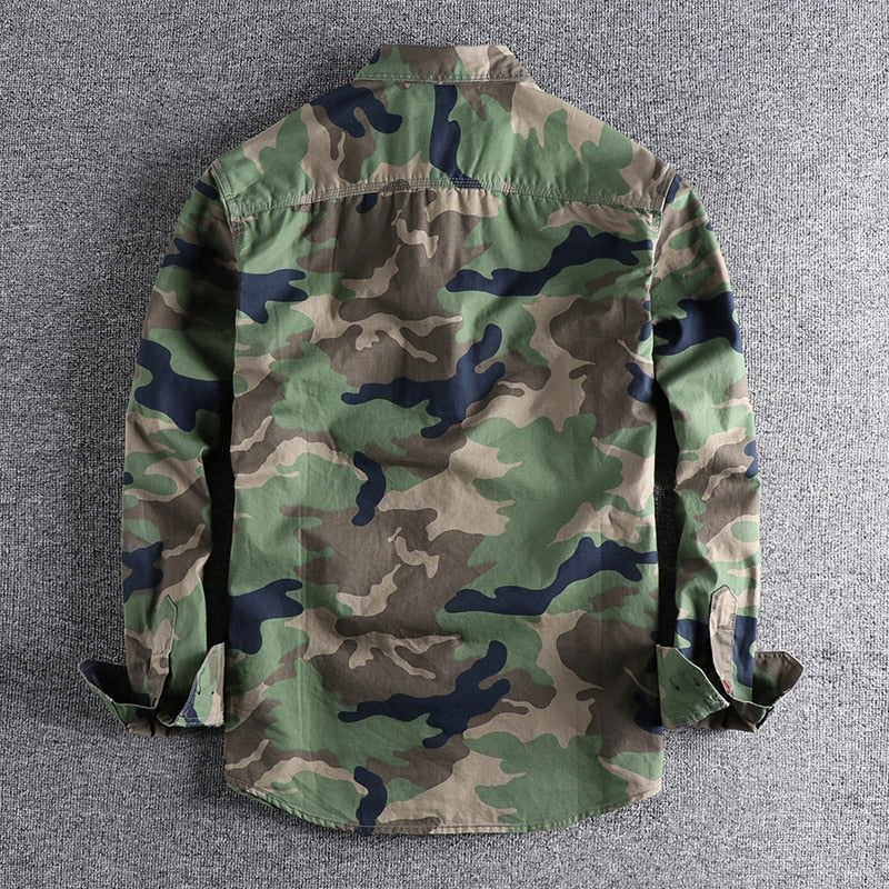 Camouflage Long Sleeve Turn-Down Collar Cargo Shirts