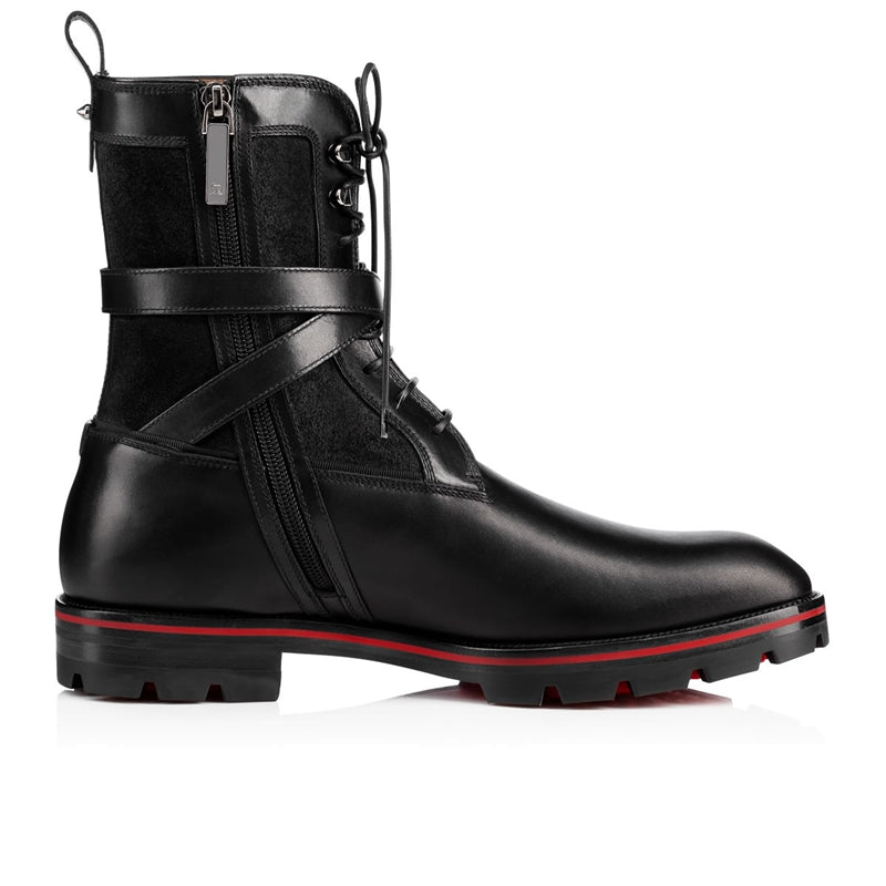 Classic Lace-up Buckle Strap Men Leather Boots