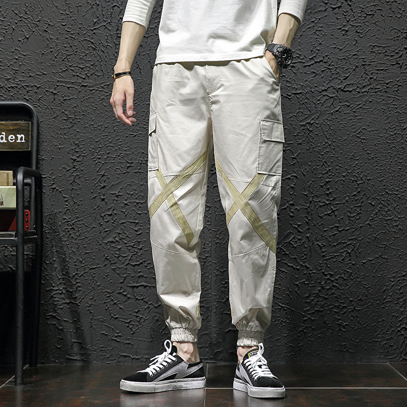 Criss Cross Knee Detail Streetwear Men Jogger Pants - FanFreakz