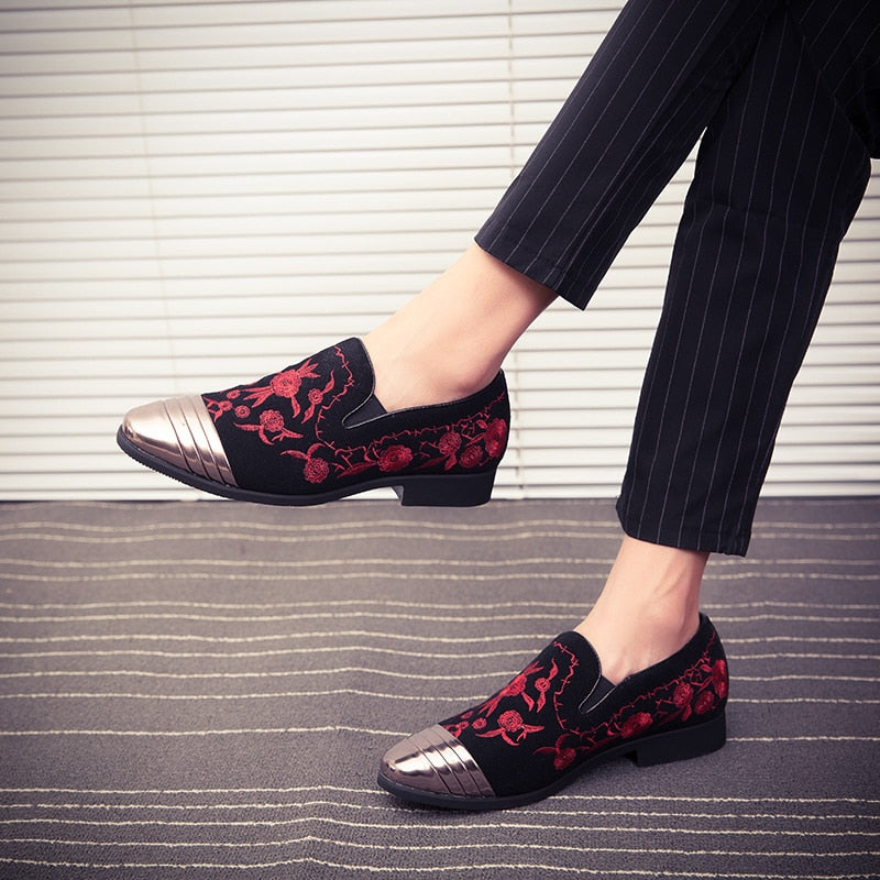 Floral Embroidery Flock Shoes