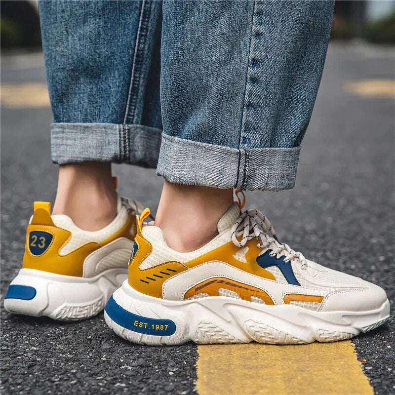 Mixed Color Cotton Lining Air Mesh Sneakers