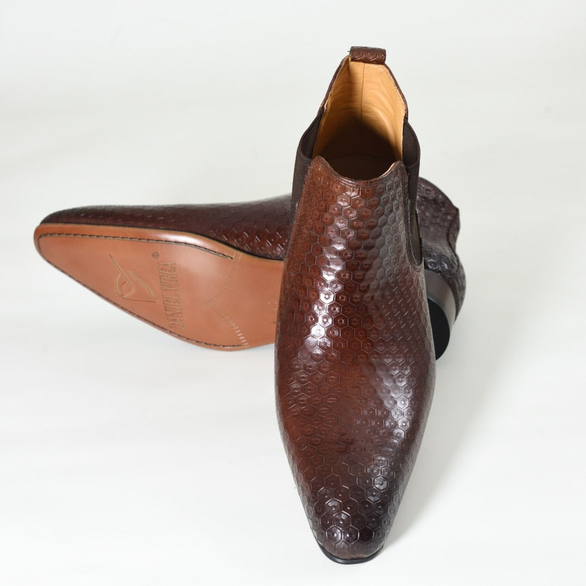 Handmade Embossed Fish Skin Pattern Chelsea Boots