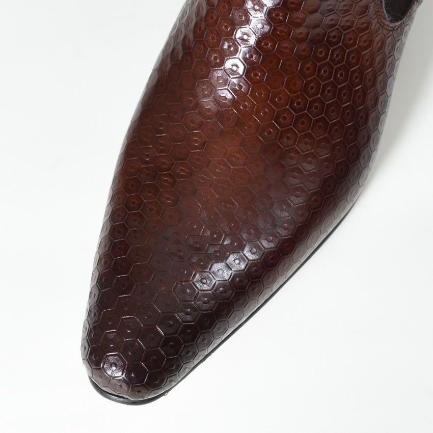 Handmade Embossed Fish Skin Pattern Chelsea Boots