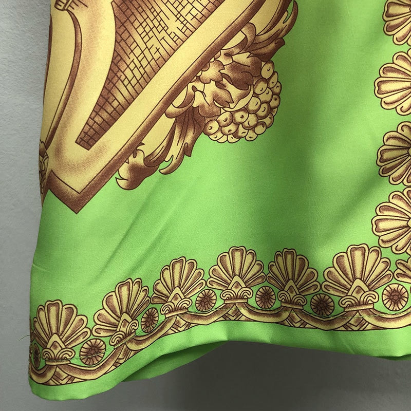 Green Geometric Printed Pattern Short Sleeve Shirt