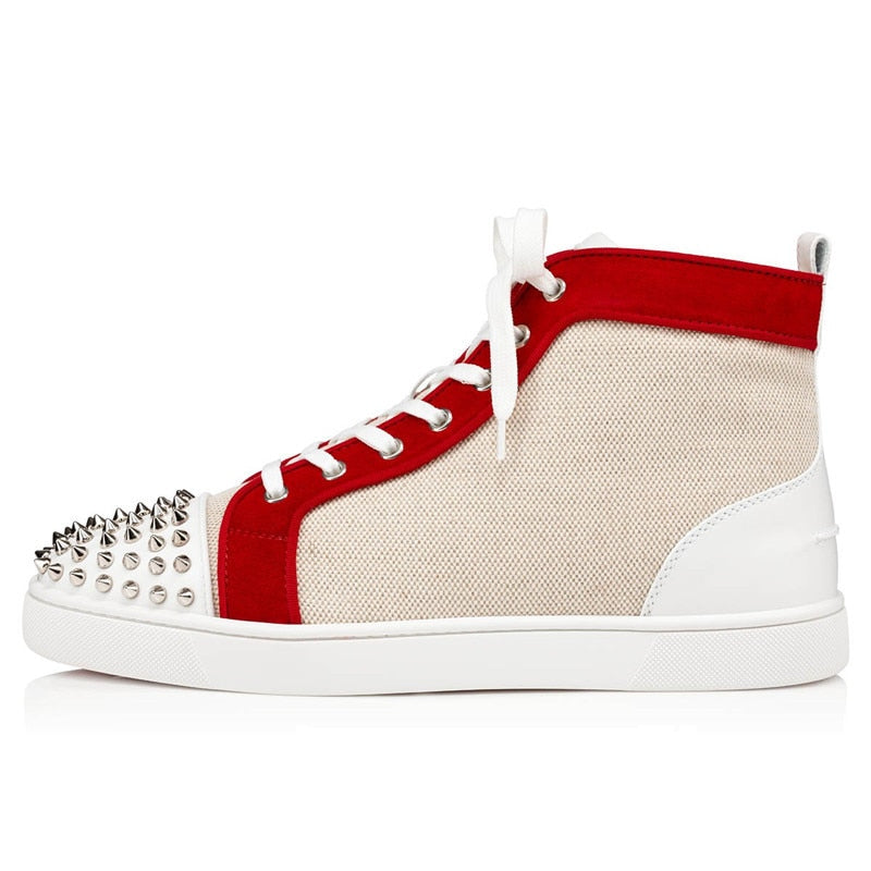 Contrast Color Metallic Spikes Men High Top Sneakers