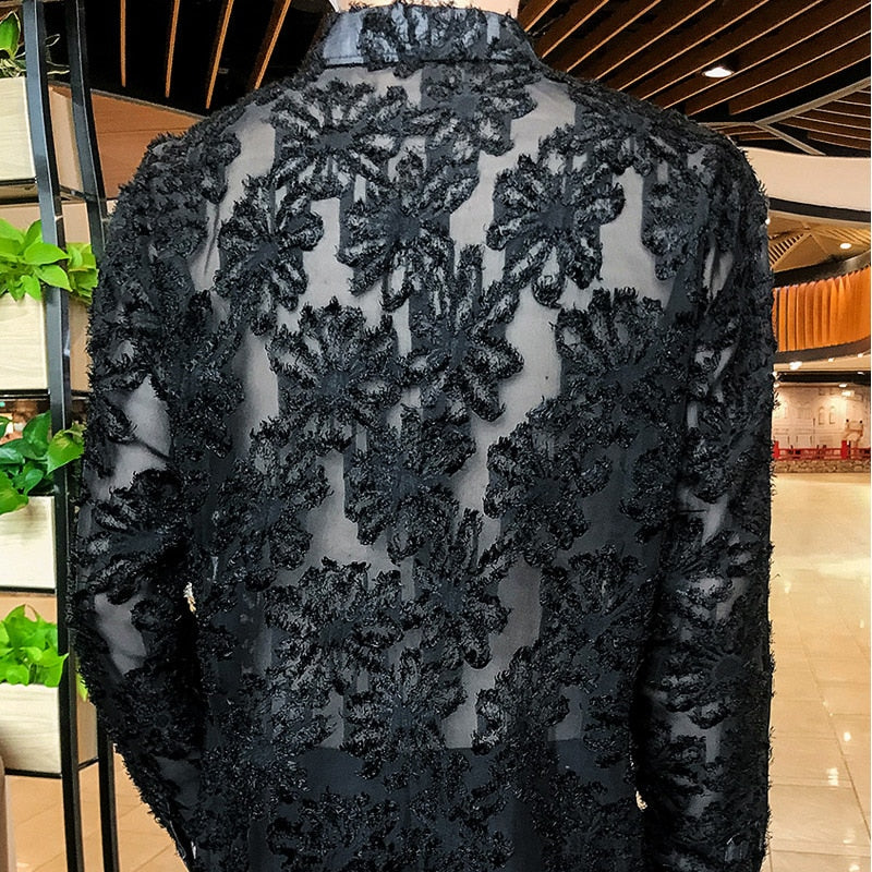 Retro Mesh Casual Long Sleeve Shirt