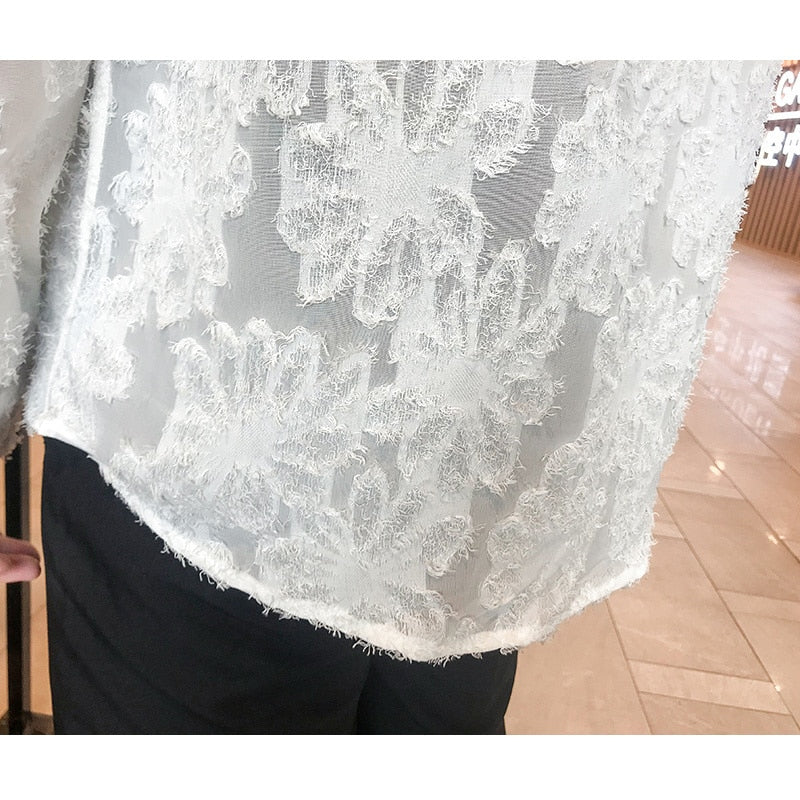 Retro Mesh Casual Long Sleeve Shirt