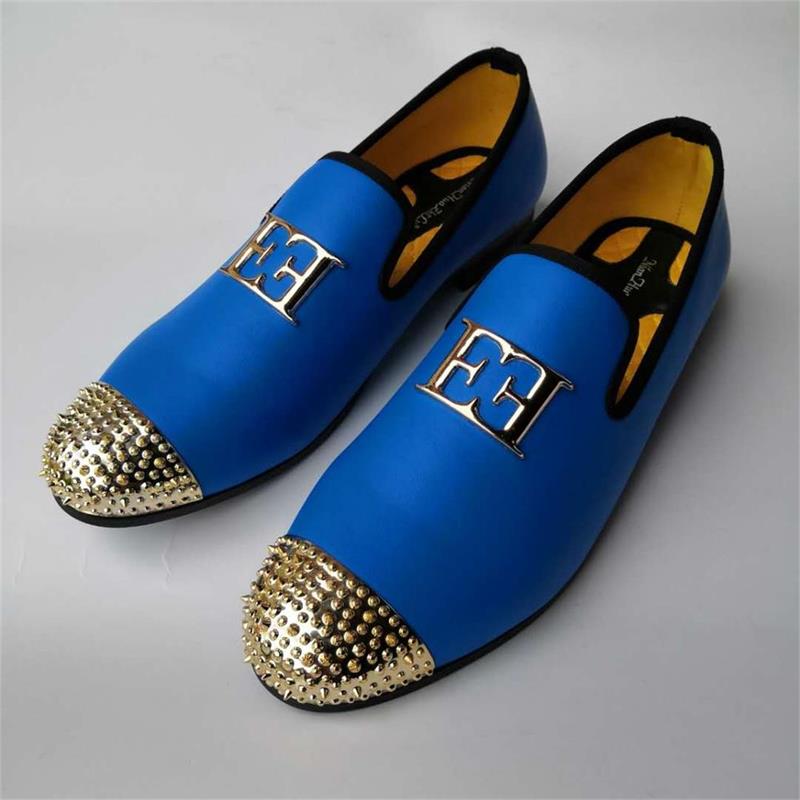 Double E Metal Rivets Cap Toe Style Loafers