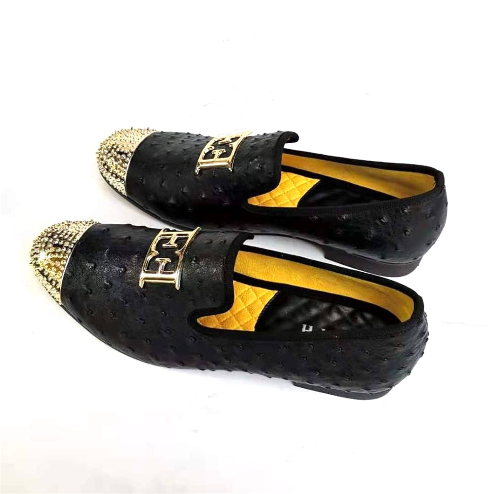 Double E Metal Rivets Cap Toe Style Loafers