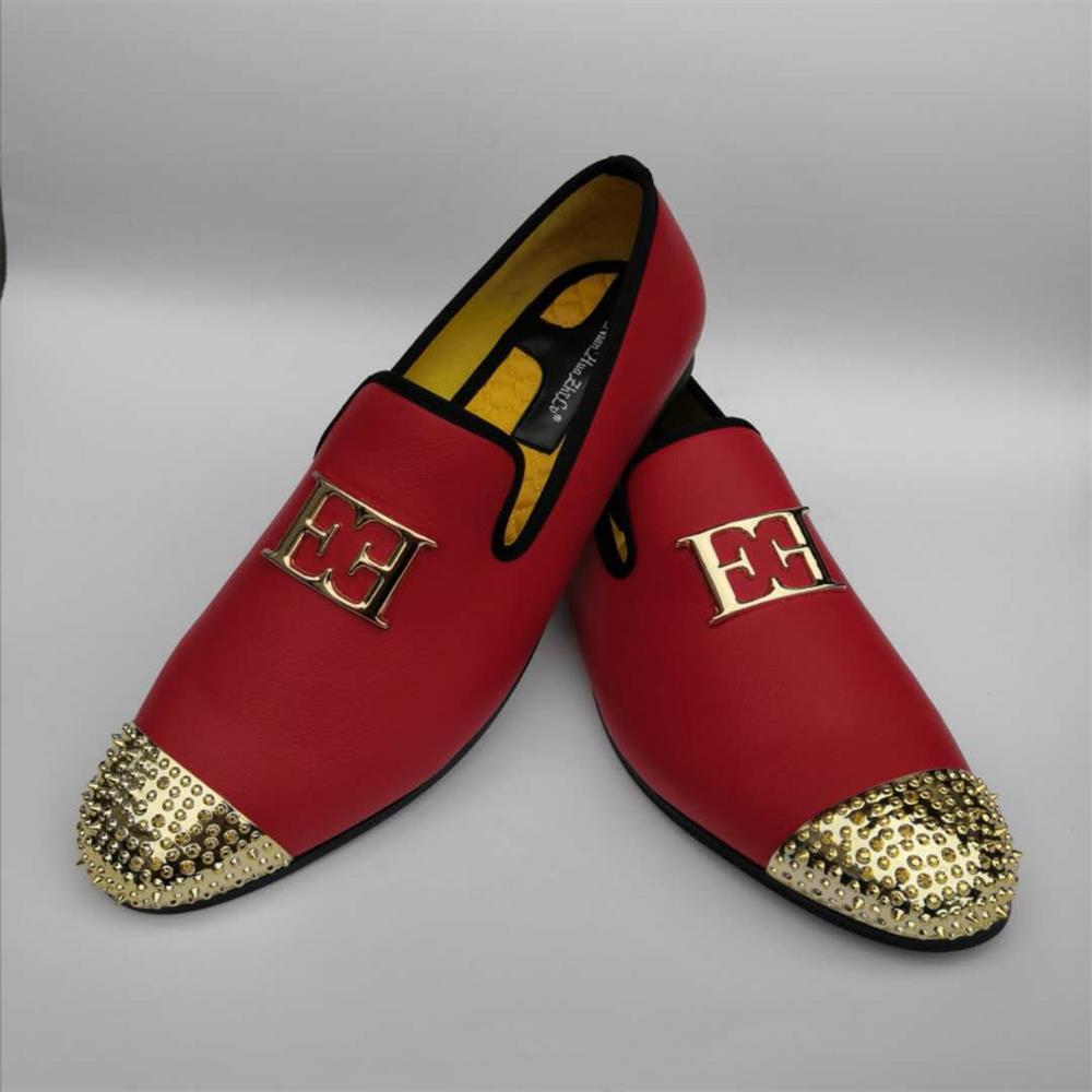 Double E Metal Rivets Cap Toe Style Loafers