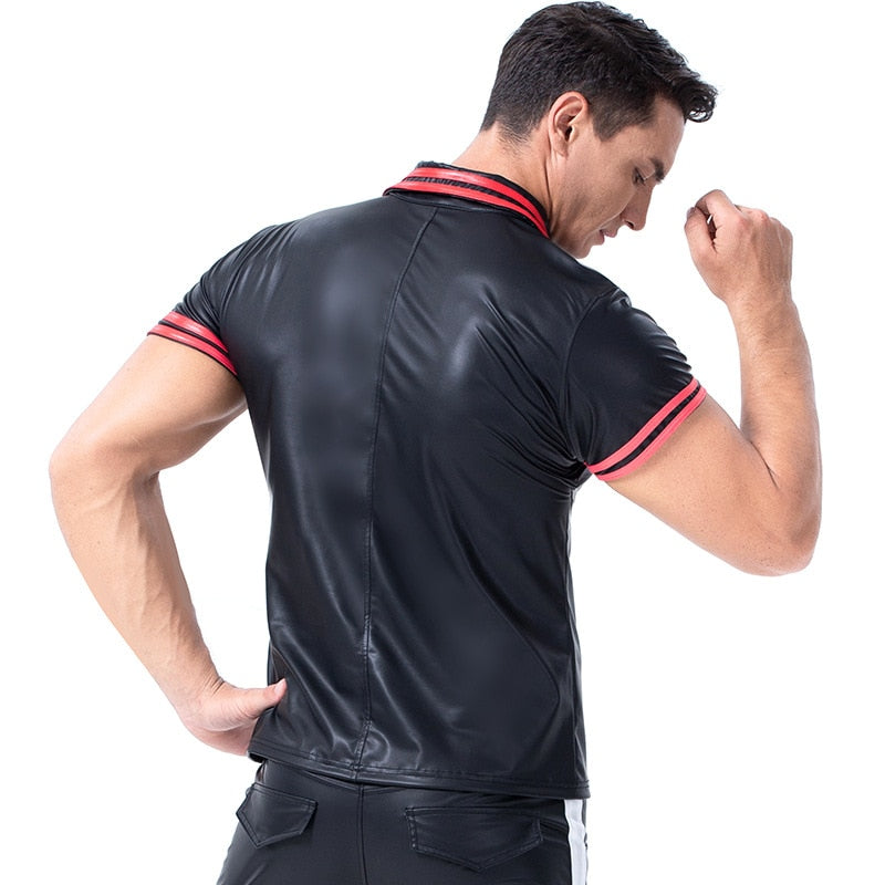 Black with Red Stripes Sexy Slim Fit Style Men Polo Shirts