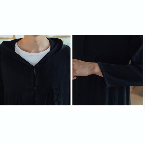 Hooded Harajuku Style Men Long Trench Coat Cardigan Jacket