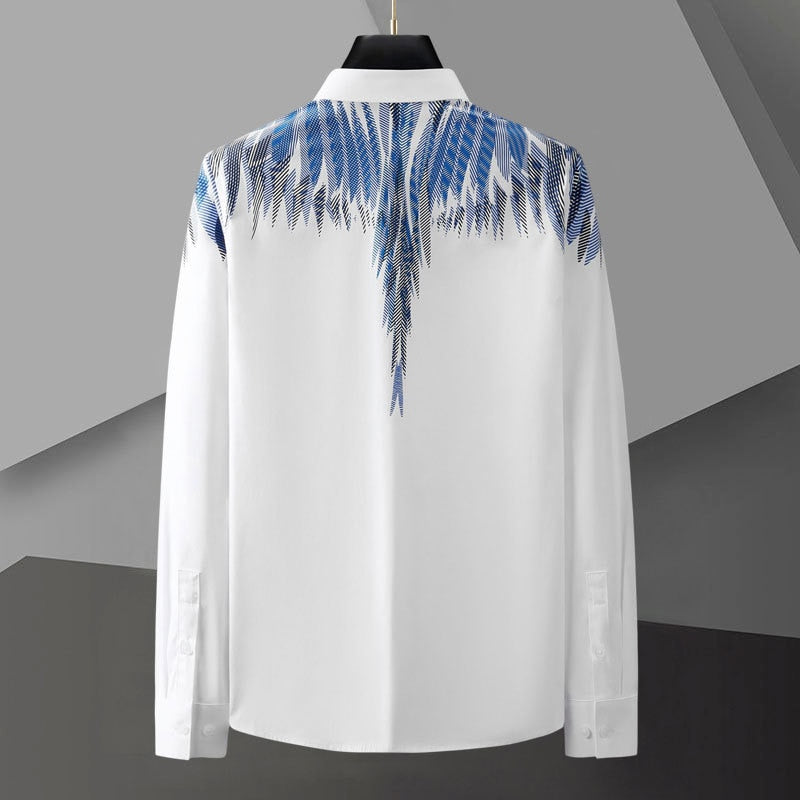 Casual Blue Printed Polyester Shirt
