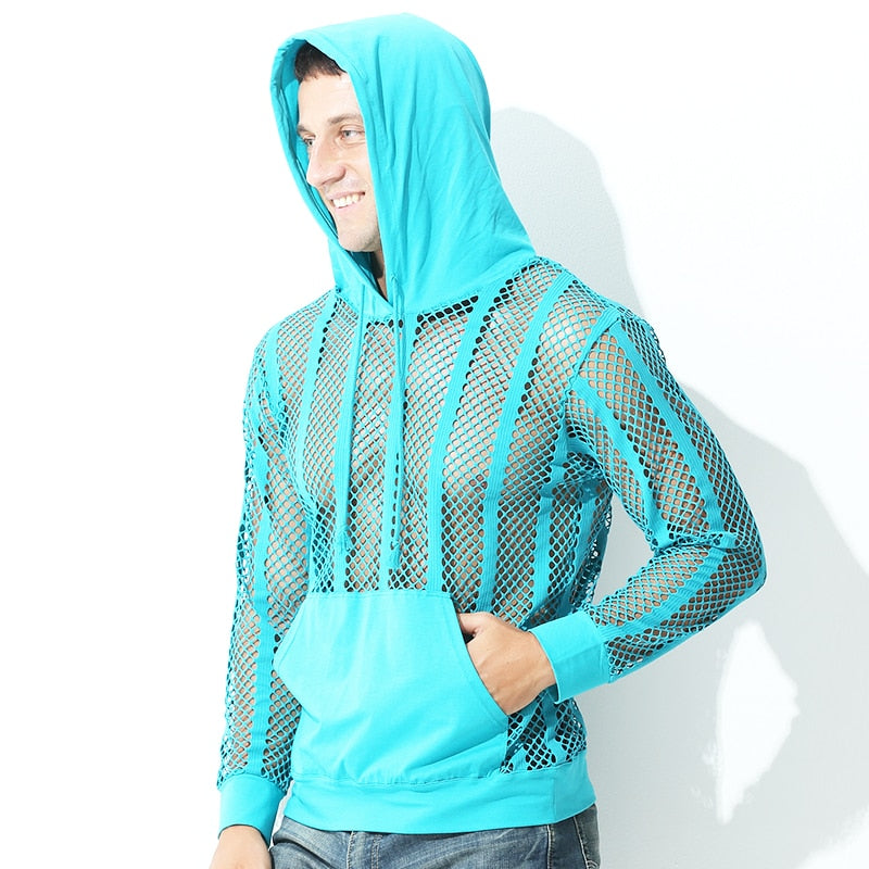 Mesh Transparent Long Sleeve Hoodie