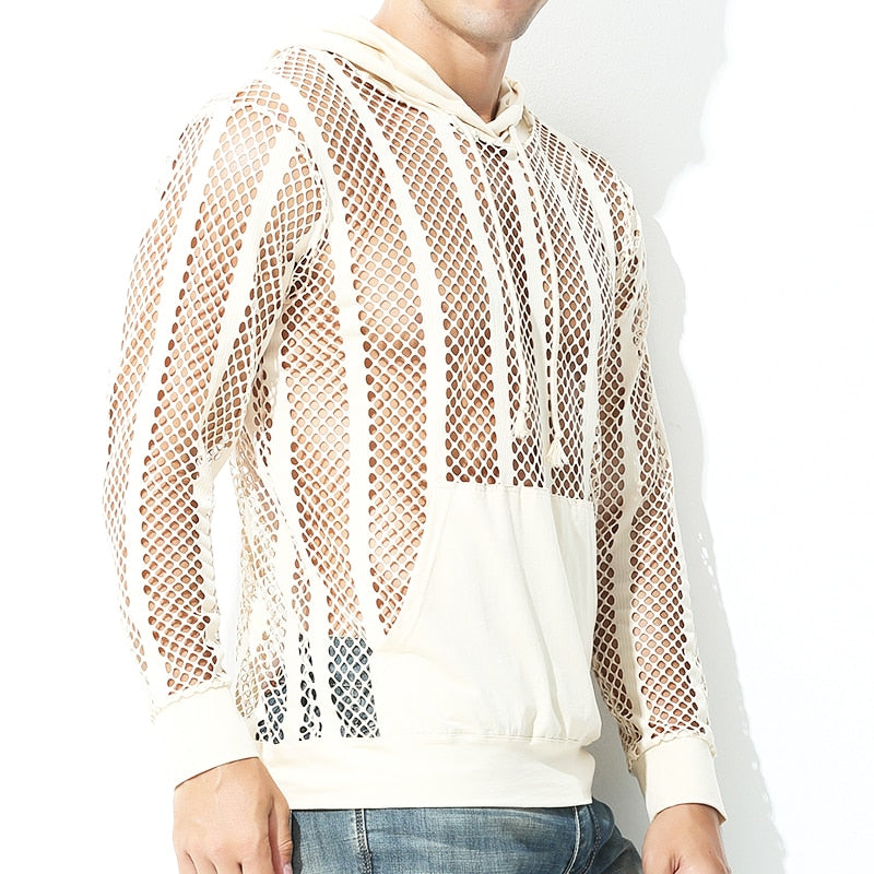 Mesh Transparent Long Sleeve Hoodie