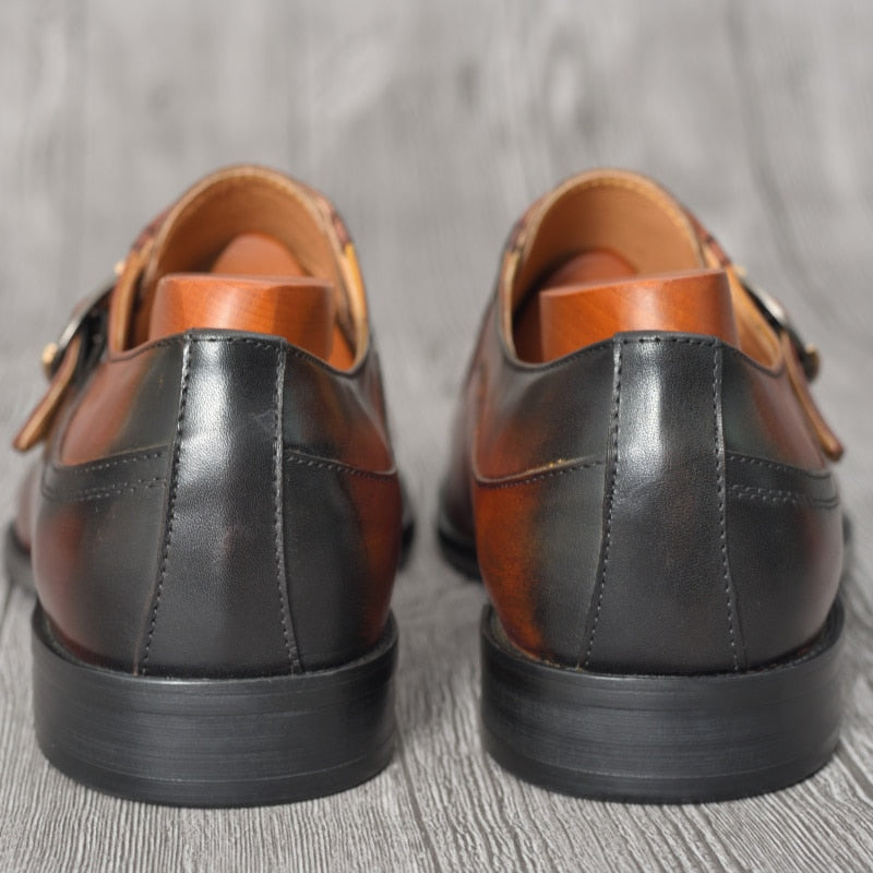 Hand Painted Brown Leather Shoes