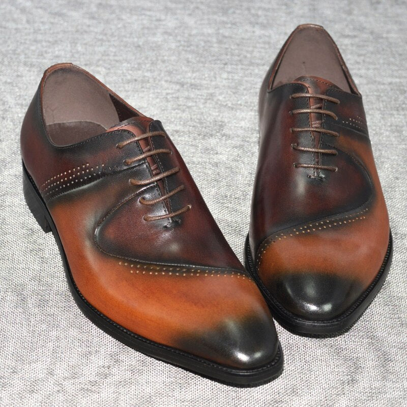 Pointed Toe Curve Design Mix Color Men Leather Shoes
