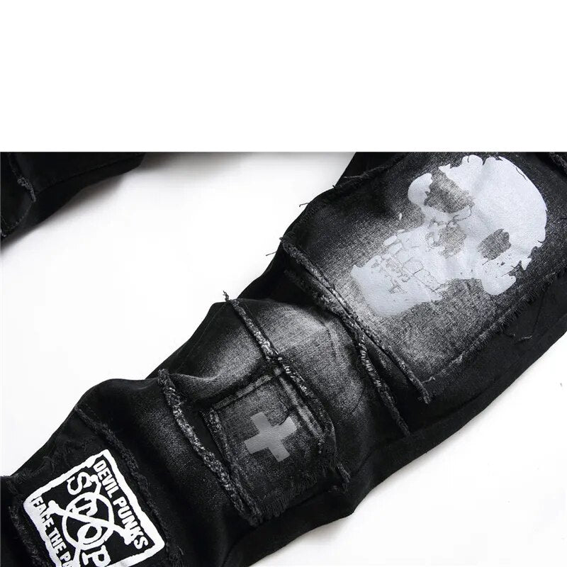 Black Skull Slim Fit Jeans