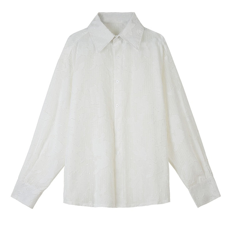 Semi Sheer Men Laser Cut Jacquard Shirt