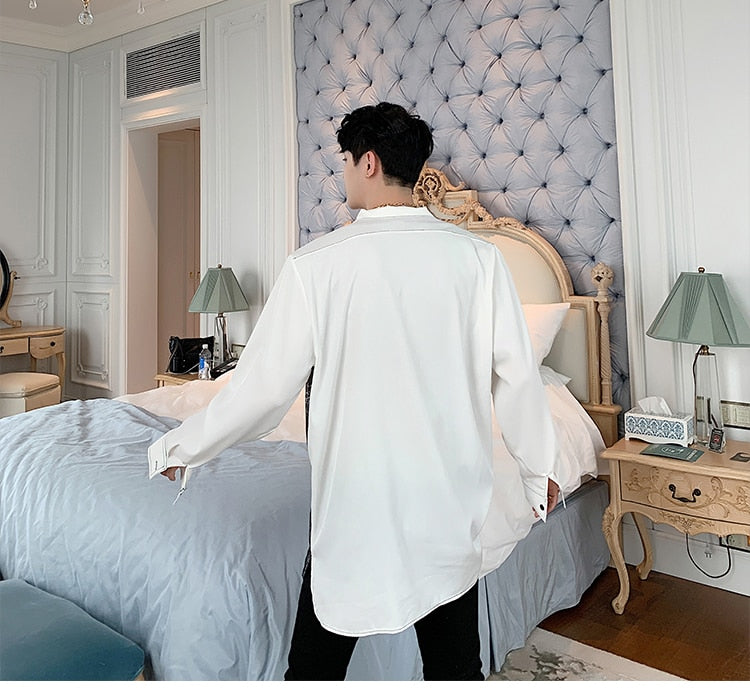 Sequined Chiffon Long Sleeve Style Men Casual Shirt