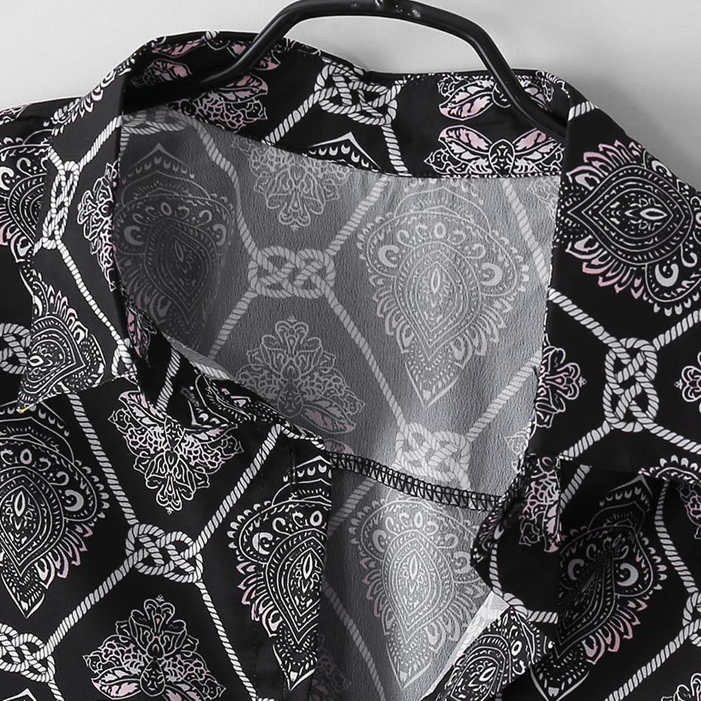 Loose Casual Top Long Sleeve Wild Print Men Shirts